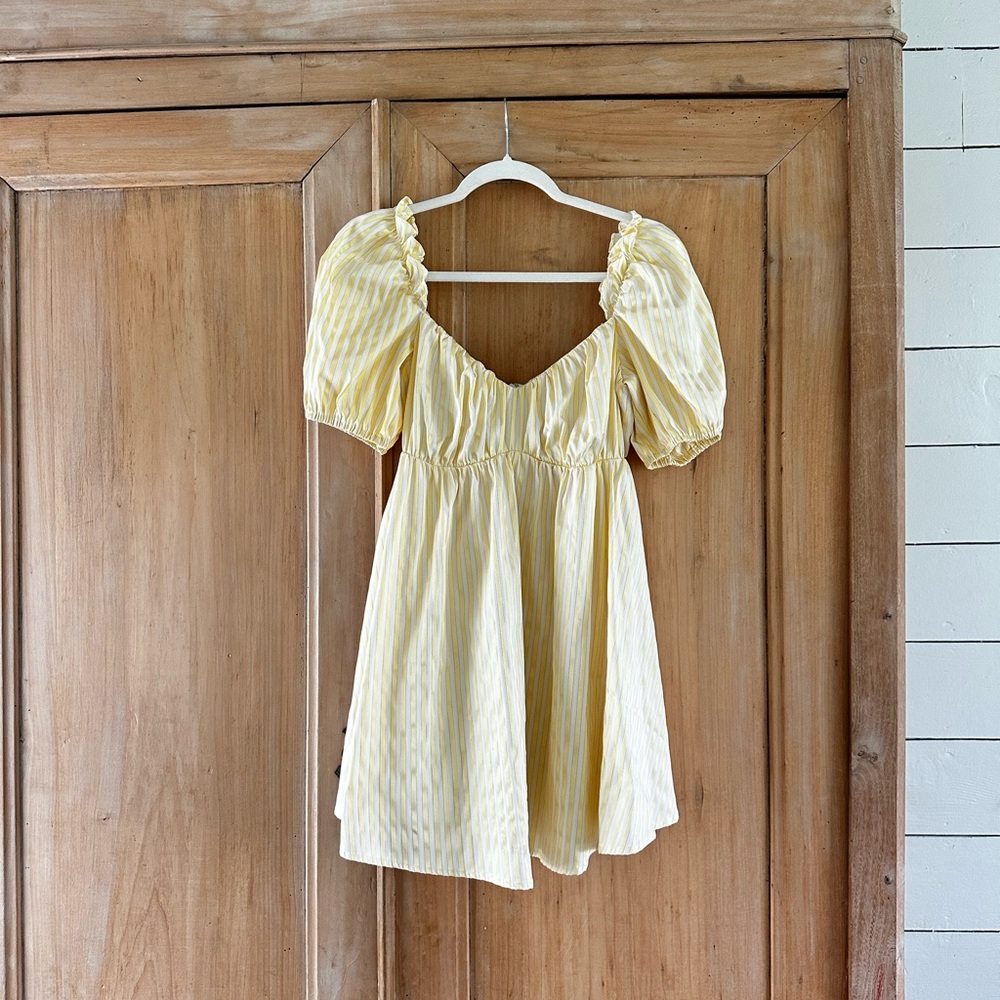 Revolve x Lovers + Friends Butter Yellow Striped Dress